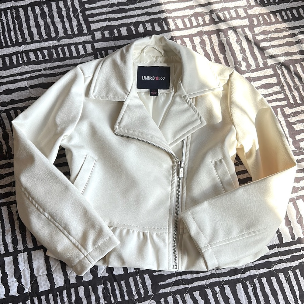 Faux leather ivory jacket